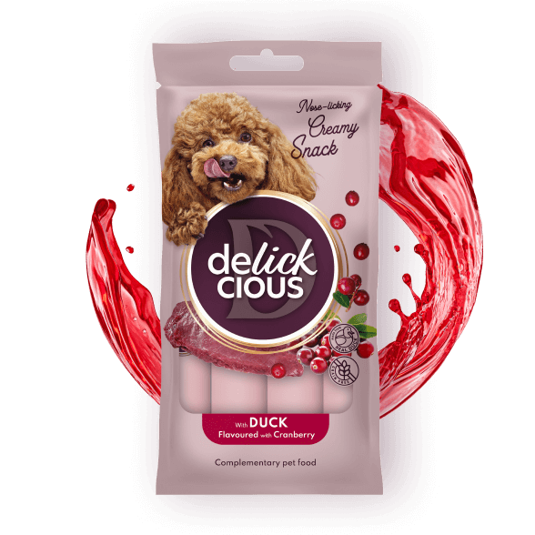 With duck flavoured with cranberry